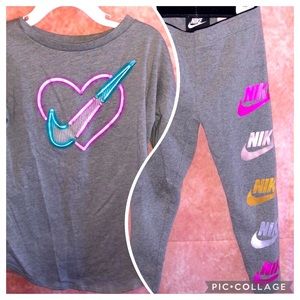 Girls NIKE Leggings and Long Sleeve Top